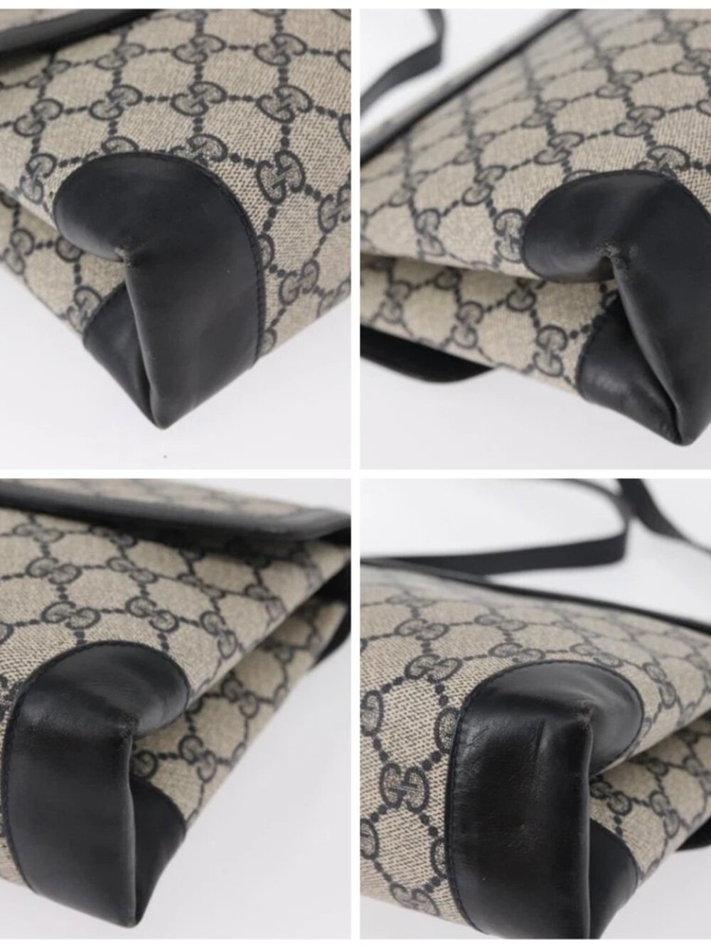 GUCCI GG Supreme Shoulder Bag PVC Navy Gold Auth gh1657 - Picture 16 of 16